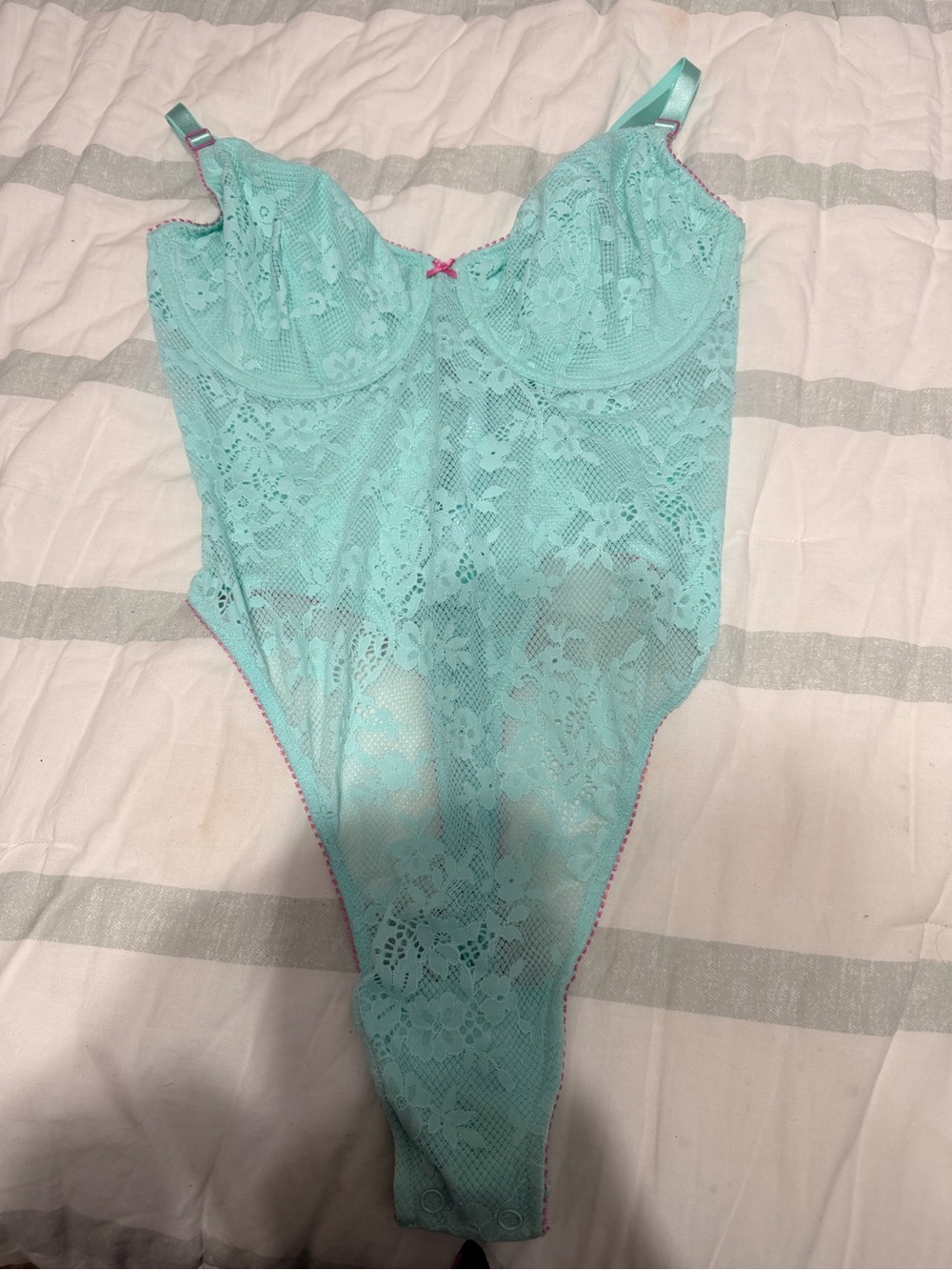 Victoria's Secret Mint Lace Underwire Bodysuit